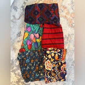 LuLaRoe One Size Colorful Patterned Leggings Set of 5